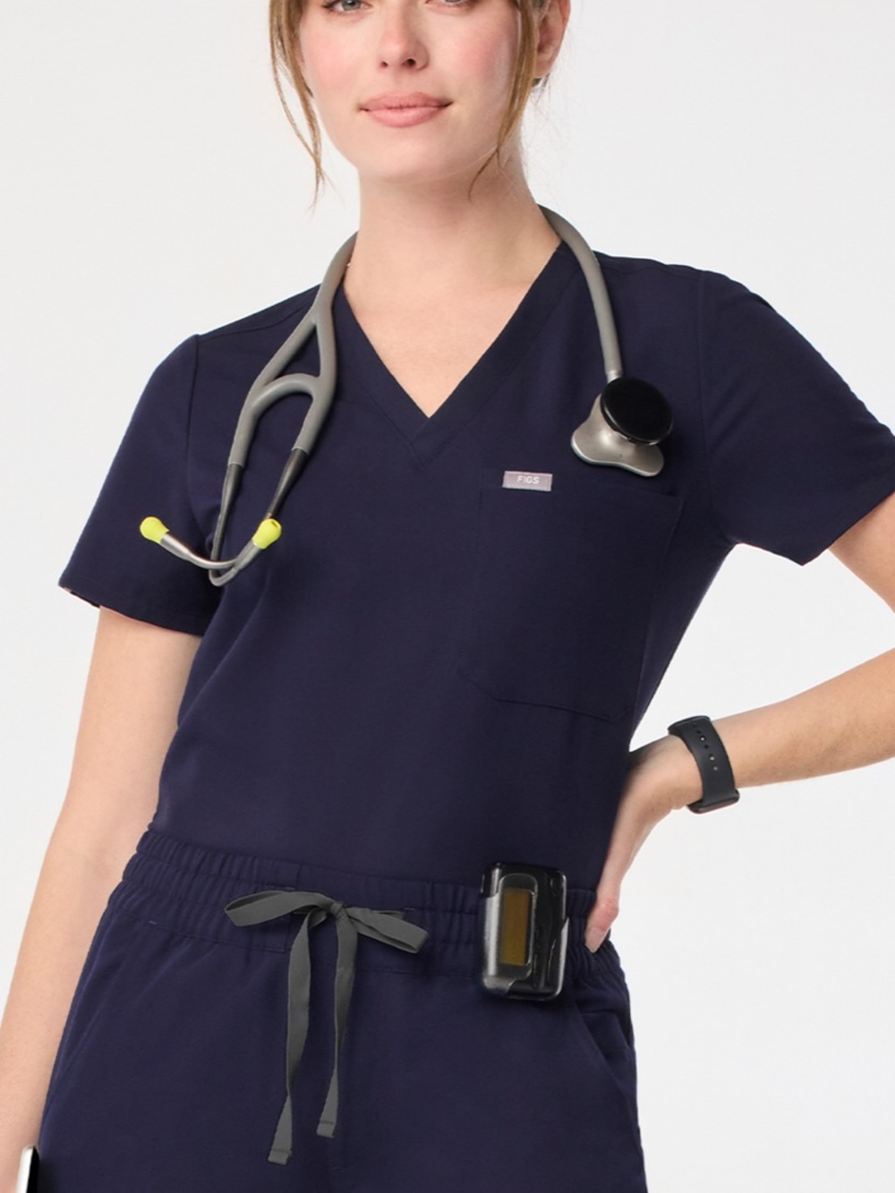 Figs Navy Catarina Scrub Top NWT 7